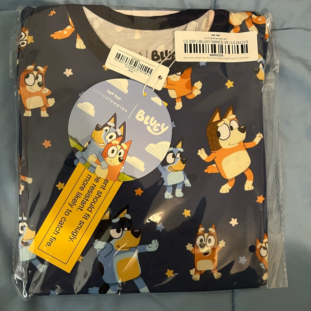 Little Sleepies Bluey Short Sleeve/Pants PJ 12-18 month NWT